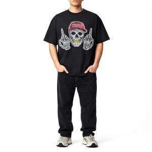 DGAF Skull Graphic T-Shirt 2XL Black Cotton Made USA Skeleton Streetwear Tee